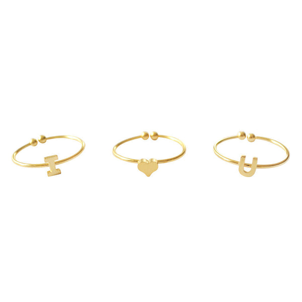 Alphabet Gold Ring - Wanderlust + Co