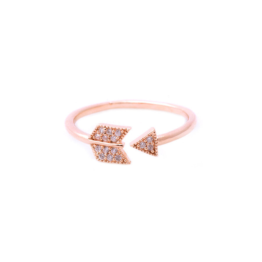Arrow Crystal Rose Gold Ring - Wanderlust + Co